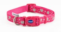 Ancol Adjustable Reflective Hearts Pink Collar - Medium