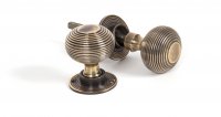 Aged Brass Heavy Beehive Mortice/Rim Knob Set