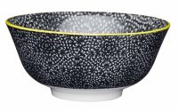 kitchencraft glazed stoneware bowl black floral 15.5x7.5cm