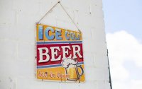 La Hacienda Embossed Metal Sign 30 x 30cm - Ice Cold Beer