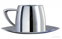 Café Stål Art Deco Mirror Finish Espresso Cup & Saucer Set