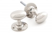 Polished Nickel Oval Mortice/Rim Knob Set