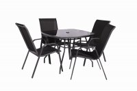 Rio 4 Seater Stacking Dining Set - Includes Parasol
