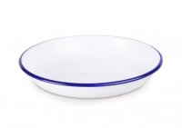 Falcon Enamelware Round Pie Dishes - White with Blue Rim (Various Sizes)