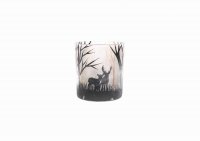 Jingles Glass Candle Holder with Deer 8cm