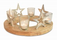 R&W Advent Candle Holder with Stars & Tealight Glasses
