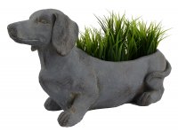 Solstice Sculptures Sausage Dog Planter 30cm in Blue Iron Effect