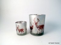 Giftware Trading Votive with Reindeers 7 x 8cm