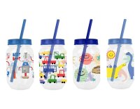 Cooke & Miller Print Mason Jar with Straw - Assorted