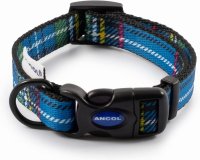 Ancol Nylon Adjustable Blue Tartan Collar - 20-30cm
