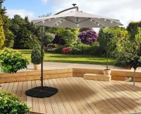Pagoda Over Hang Parasol with LEDs Beige 2.7m
