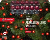 Premier Decorations Pearl Berry Multi-Action Lights 50 LED - Red