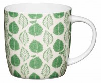 kitchencraft fine bone china barrel mug - green leaf
