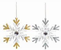 Premier Decorations Clear Acrylic Snowflake with Glitter 15cm - Assorted