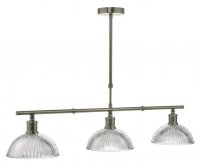 Dar Dara 3 Light Bar Pendant Antique Brass & Glass