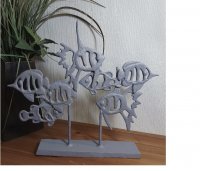 ANGEL FISH SHOAL Elur Iron Ornament 33cm Grey Shimmer