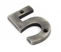 Antique Pewter Numeral 5