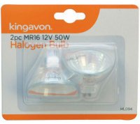Kingavon Pack of 2 MR16 12 Volt 50 Watt Halogen Bulbs