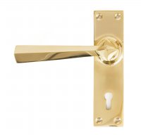 Polished Brass Straight Lever Lock Set