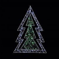 Premier Decorations 80cm Multi-Action Double Tree 180 LED - Green & White