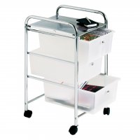 Premier Trolley 3 White Plastic Drawers Chrome Steel Tube Frame