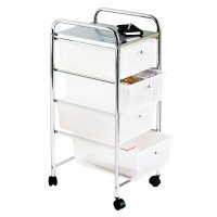 Trolley 4 White Plastic Drawers Chrome Steel Tube Frame
