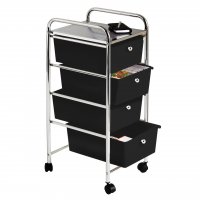 Trolley 4 Black Plastic Drawers Chrome Steel Tube Frame