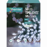 Premier Decorations Timelights Battery Operated Multi-Action 50 LED - White