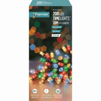 Premier Decorations Timelights Battery Operated Multi-Action 200 LED with Green Cable - Multicoloured