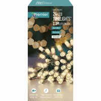 Premier Decorations Timelights Battery Operated Multi-Action 24 LED with Green Cable - Warm White