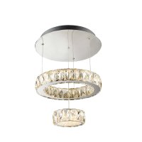 Searchlight Clover Led 2 Tier Ceiling Flush, Chrome, Clear Glass