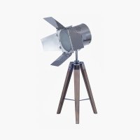 Pacific Lifestyle Hereford Film Tripod Table Lamp - Grey Wood and Silver Metal