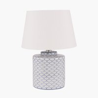 Pacific Lifestyle Demetri Grey and Blue Detail Ceramic Table Lamp