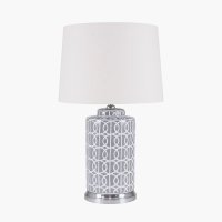 Pacific Lifestyle Aris Tall Grey and White Geo Pattern Table Lamp