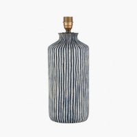 Pacific Lifestyle Bude Blue and White Stripe Stoneware Table Lamp Base