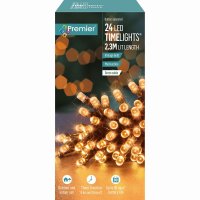 Premier Decorations Timelights Battery Operated Multi-Action 24 LED with Green Cable - Vintage Gold