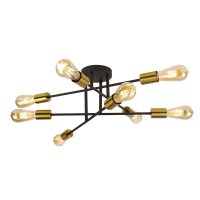 Searchlight Armstrong 8 Light Ceiling Light Black And Satin Brass