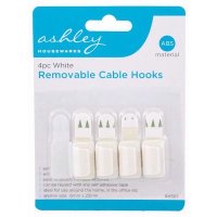 Ashley Housewares White ABS Removable Cable Hooks (Pack of 4)