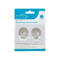 Ashley Housewares Silver Removable Round Hooks (Pack of 2)