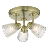 Cedric 3 Light Spotlight Antique Brass Glass IP44