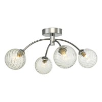 Izzy 4 Light Semi Flush Polished Chrome Twisted Glass