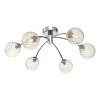 Izzy 6 Light Semi Flush Polished Chrome Twisted Glass