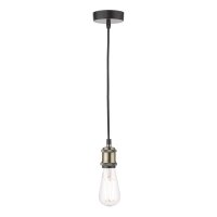 Waco Single E27 Suspension Antique Brass Matt Black