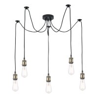 Waco 5 Light Pendant Antique Brass Matt Black