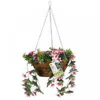 Artificial Hanging Basket - Star Gazing Lilies