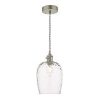 1LT Pendant Antique Chrome C/W Dimpled Glass Shade