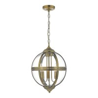 Vanessa 3 Light Pendant Antique Brass And Clear