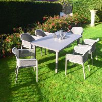 Nardi Libeccio Table with Set of 6 Net Chairs - Turtle Dove