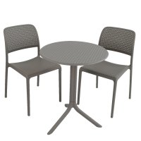 Nardi Step Table with Set of 2 Bistrot Chairs - Turtle Dove