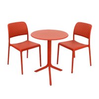 Nardi Step Table with Set of 2 Bistrot Chairs - Red